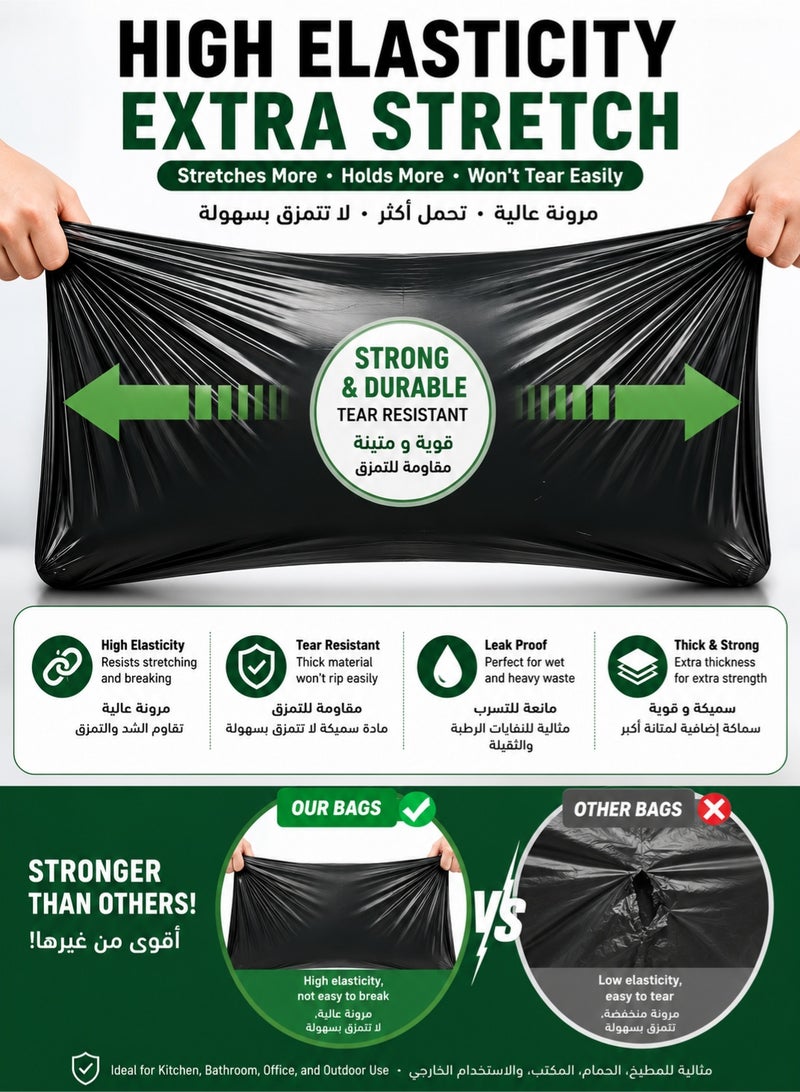 Monda 100 Pieces of Household Cleaning Garbage Bags Suitable for Trash Cans Below 50L, Black and Thick, Suitable for Home Office, Hotel Property, Sanitation, Large Garbage Bags, Home Office 60*80cm, 2 Packs of 100 Garbage Bags - Image 3