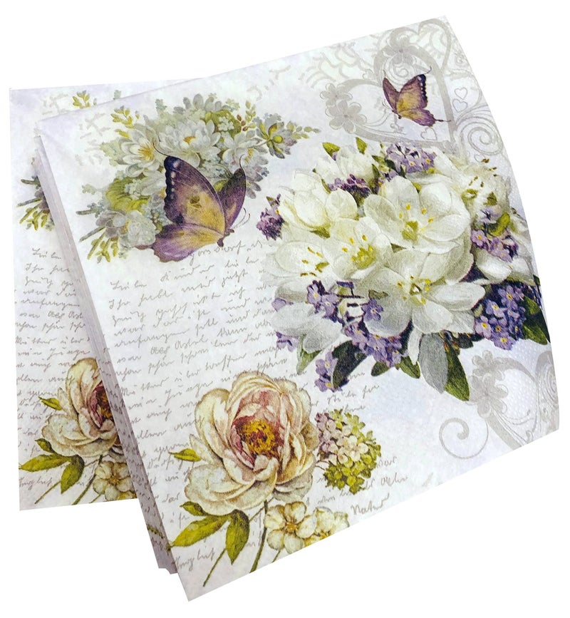 20-ct 13x13 Flower Love Floral Napkins Mother's Day Napkins Floral Paper Valentine's Day Decorative Floral Luncheon Dinner Vintage Pretty Whimsical - Image 4