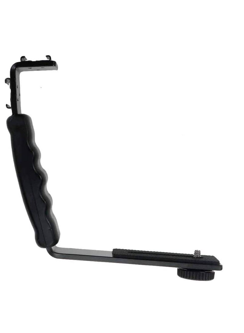 Camera L Bracket Mount Video Grip L Bracket with Cold Shoe Mount 1/4'' Tripod Screw Heavy Duty Padded Hand Grip for DSLR Camera Camcorder - Image 4