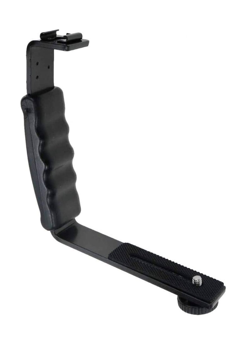 Camera L Bracket Mount Video Grip L Bracket with Cold Shoe Mount 1/4'' Tripod Screw Heavy Duty Padded Hand Grip for DSLR Camera Camcorder - Image 1