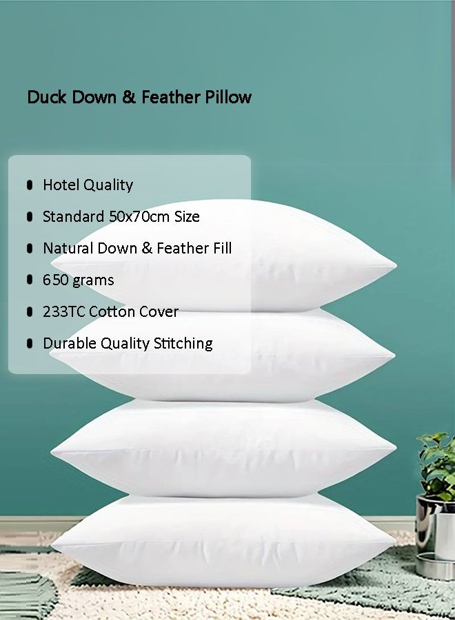 Pearl Coast Duck Down & Feather Pillow – 45x70cm – 30% Down 70% Feather Fill – 650g Medium Pack of 4 - Image 4