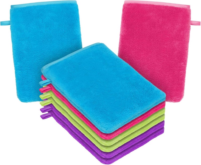 HOTUT 8 Pack Microfiber Body Wash Mitts, 15x20 cm Flannels Soft Shower Face Mitts, Face Cleansing Mitts, Soft Face Mitten, Bath SPA Cloth, Reusable Makeup Remover Mitt Gloves (4 Colors) Indoor outdoor use - Image 1