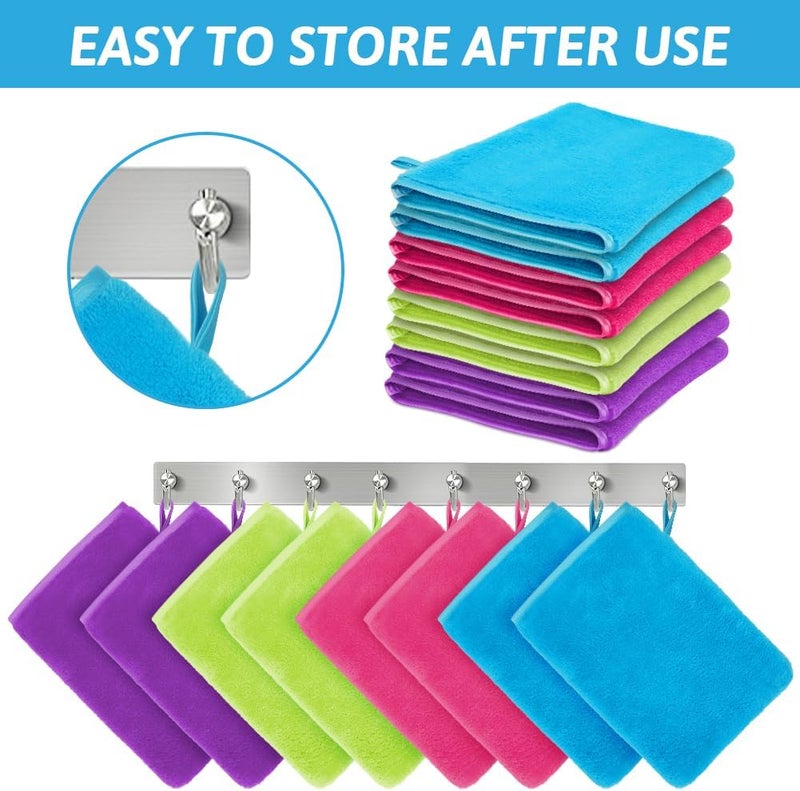 HOTUT 8 Pack Microfiber Body Wash Mitts, 15x20 cm Flannels Soft Shower Face Mitts, Face Cleansing Mitts, Soft Face Mitten, Bath SPA Cloth, Reusable Makeup Remover Mitt Gloves (4 Colors) Indoor outdoor use - Image 4