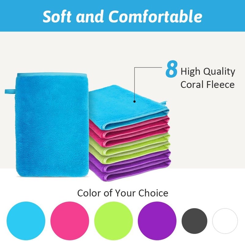 HOTUT 8 Pack Microfiber Body Wash Mitts, 15x20 cm Flannels Soft Shower Face Mitts, Face Cleansing Mitts, Soft Face Mitten, Bath SPA Cloth, Reusable Makeup Remover Mitt Gloves (4 Colors) Indoor outdoor use - Image 3