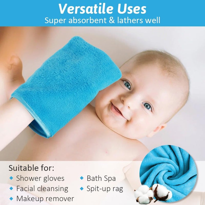 HOTUT 8 Pack Microfiber Body Wash Mitts, 15x20 cm Flannels Soft Shower Face Mitts, Face Cleansing Mitts, Soft Face Mitten, Bath SPA Cloth, Reusable Makeup Remover Mitt Gloves (4 Colors) Indoor outdoor use - Image 5