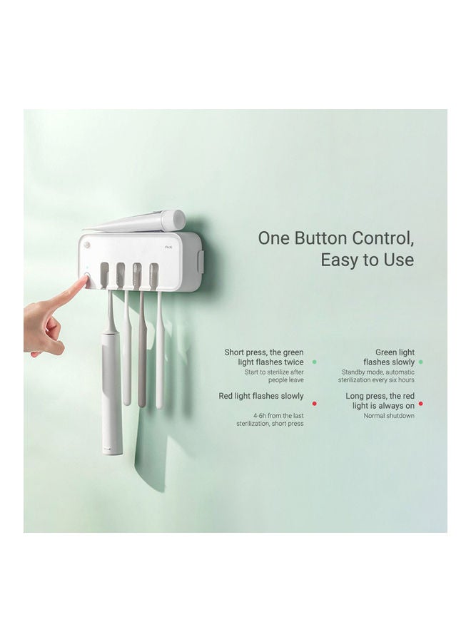 NIBEMINENT UV Wall-Mounted Toothbrush Sanitizer White 22x6x12cm - Image 3