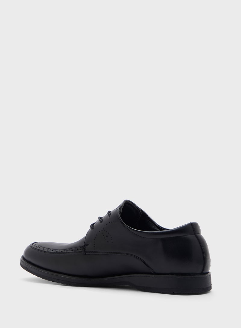 Robert Wood Faux Leather Wing Cap Brogue Lace Ups  - Image 2