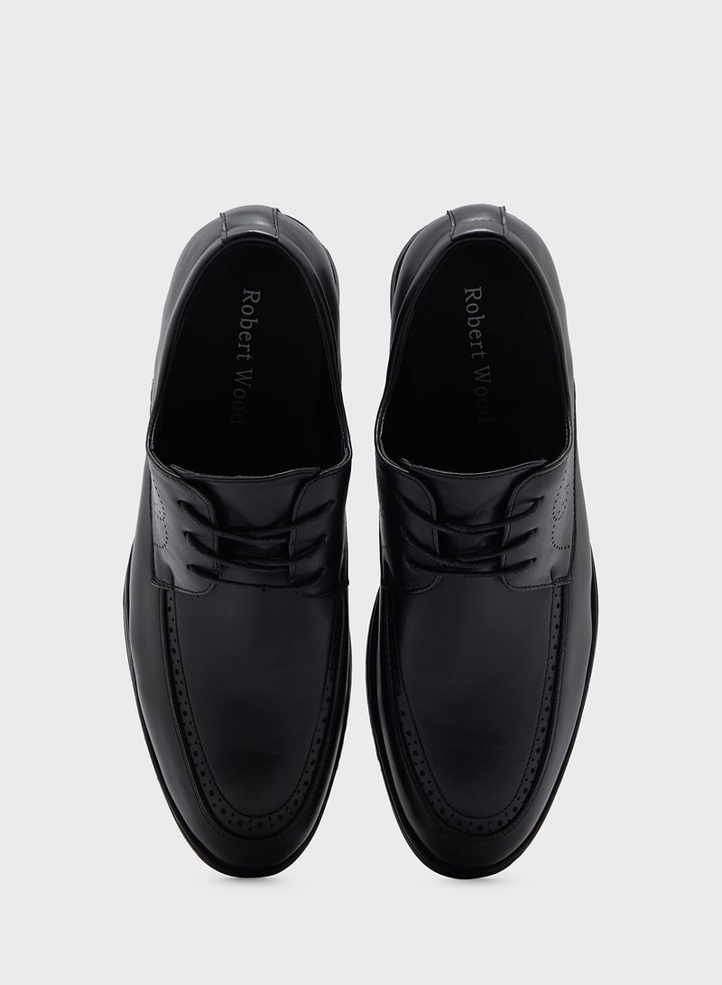 Robert Wood Faux Leather Wing Cap Brogue Lace Ups  - Image 4