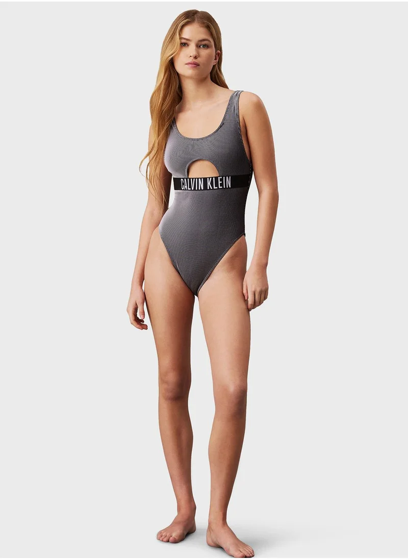 CALVIN KLEIN Logo Band Cut Out Swimsuit