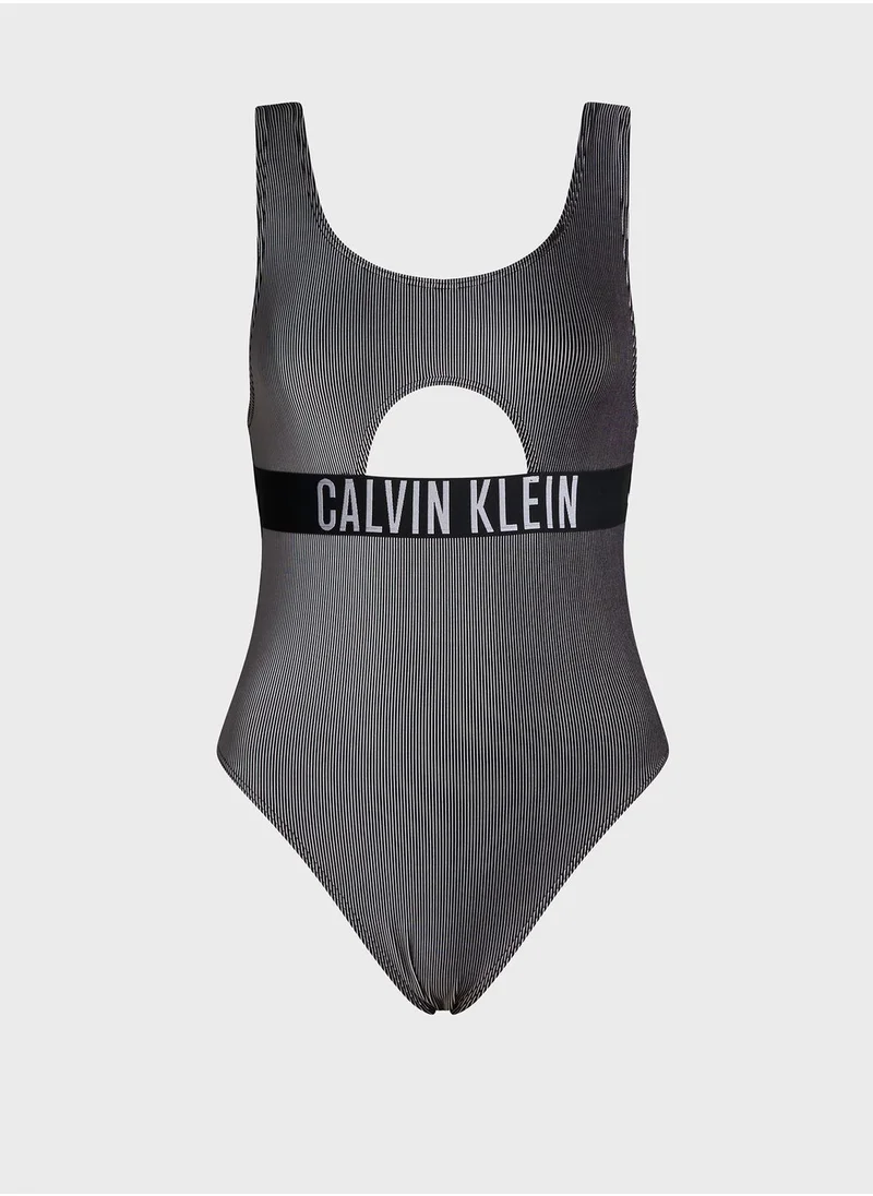 CALVIN KLEIN Logo Band Cut Out Swimsuit