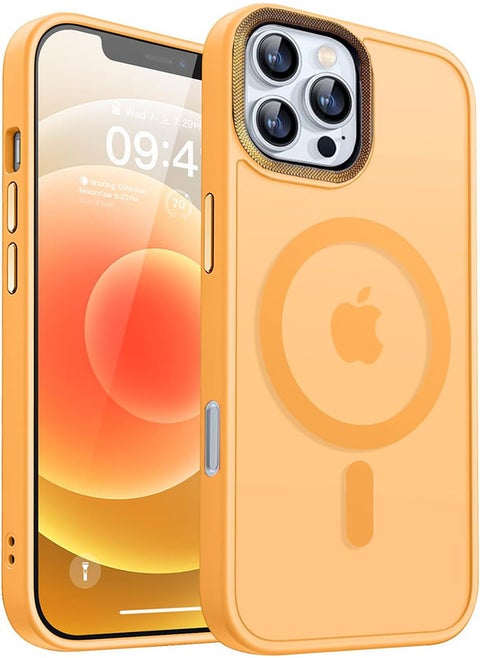 Case for  Iphone 16 Pro Max Magnetic Clear Cover, Compatible with Wireless Charger and Magsafe Card Wallet, Simplistic Transparent Shockproof and Drop-Proof Case Compatible with  Iphone 16 Pro Max - Yellow