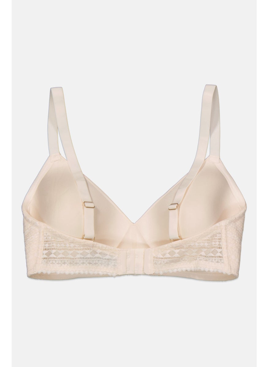 Etam Women Textured Lightly Padded Bra, Beige  - Image 2