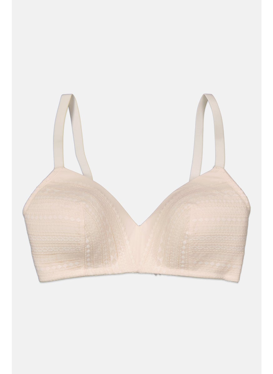 Etam Women Textured Lightly Padded Bra, Beige  - Image 1