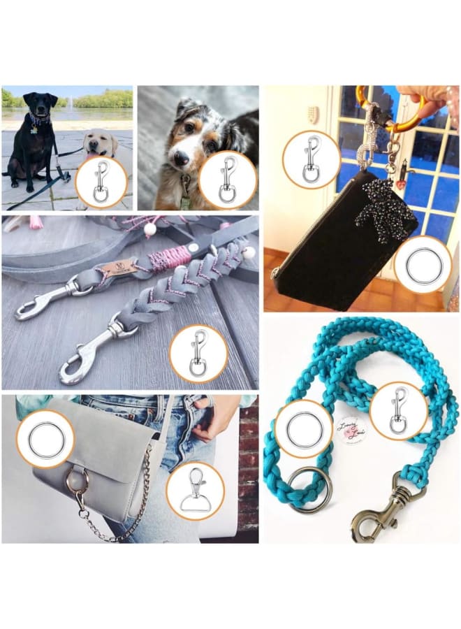 خطافات دوارة، 20 قطعة معدنية شديدة التحمل بمشبك على شكل عين مربعة مشبك الزناد متعدد الأغراض - أفضل لإبزيم الحيوانات الأليفة الربيعي، سلسلة مفاتيح لربط طوق مقود الكلب، مشروع الحرف اليدوية