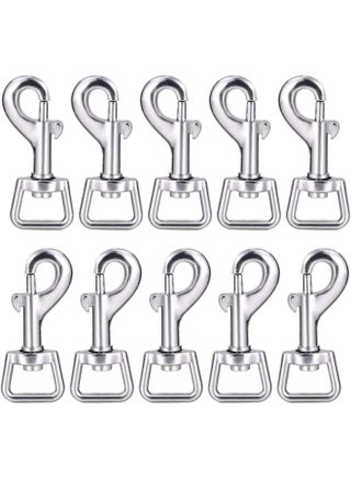 خطافات دوارة، 20 قطعة معدنية شديدة التحمل بمشبك على شكل عين مربعة مشبك الزناد متعدد الأغراض - أفضل لإبزيم الحيوانات الأليفة الربيعي، سلسلة مفاتيح لربط طوق مقود الكلب، مشروع الحرف اليدوية