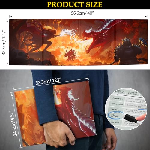 sabermaster DND DM Screen Dungeons and Dragons Master Screen Leather4 WetErase Function PocketsDND Game Accessories for TRPGwith 4 Panels Master Screen Inserts Screen A - Image 5