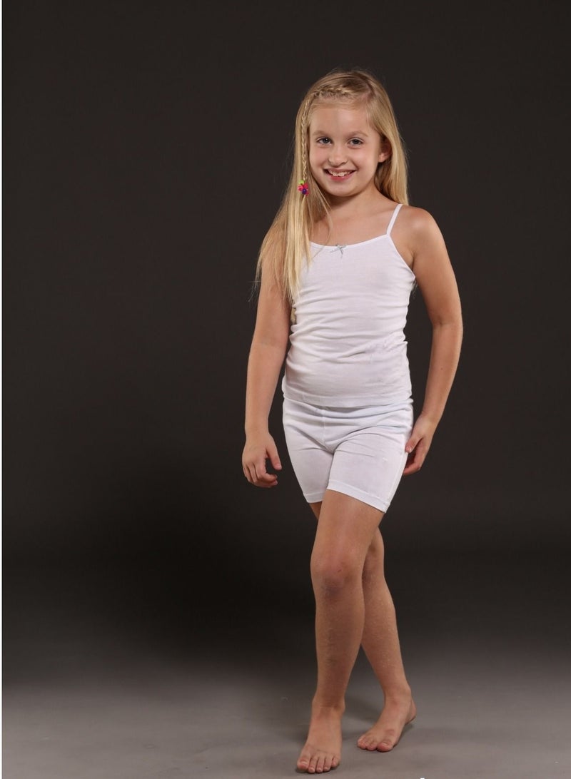 DeloPik EveryOne Girls Cotton White CaMISole and short, Girls White Underwear Set(PACK OF 6)(15-16 YEARS)