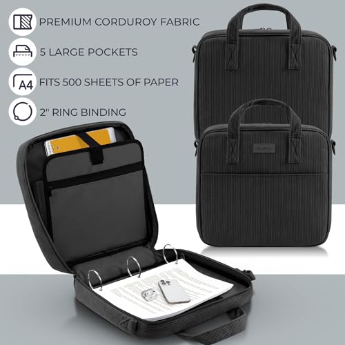 ZICOTO Sturdy 3-Ring Zipper Binder with Shoulder Strap for School – Beautiful 2-Inch Zip-Up Binder with Extra Pockets Holds 500 Sheets, Books & Laptop – Easy-to-Carry Trapper Keeper Made of Premium Fabric - Image 4