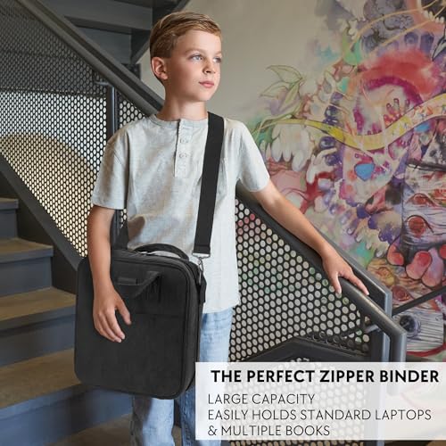 ZICOTO Sturdy 3-Ring Zipper Binder with Shoulder Strap for School – Beautiful 2-Inch Zip-Up Binder with Extra Pockets Holds 500 Sheets, Books & Laptop – Easy-to-Carry Trapper Keeper Made of Premium Fabric - Image 3