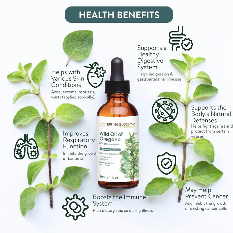 spring_blossom 30ml Oregano Oil 100 Pure Undiluted Min 92 Carvacrol SuperStrength Himalayan Essential Oil of Oregano Origanum Vulgare Highly Potent Immunity Booster for Cold Cough Sore Throat Gut Health - Image 4
