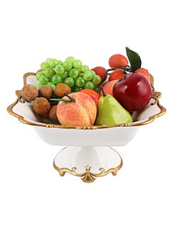 Life Smile LIFE SMILE Round Bone China Serving Bowl With Gold Stand  - Fruit Basket For Fruit Vegetable Storage Snack Nuts Cake Dessert  - Image 1