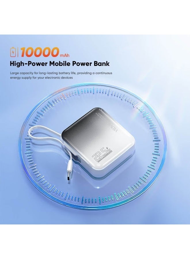 باور بنك فيدفي VIDVIE PB7019 سعة 10000 مللي أمبير، شحن سريع 22.5 واط مع كابل Type-C مدمج وشاشة LED رقمية - أزرق مدرج - Image 3