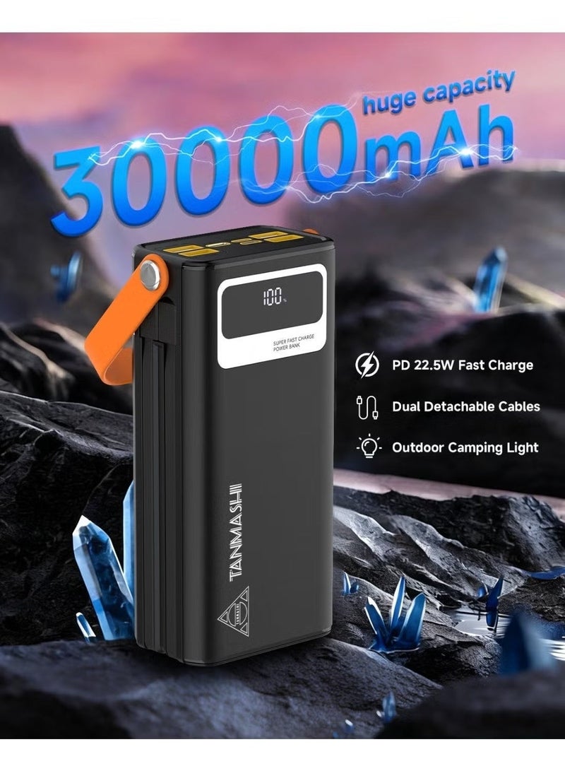 باور بنك فيدفي VIDVIE PB7019 سعة 10000 مللي أمبير، شحن سريع 22.5 واط مع كابل Type-C مدمج وشاشة LED رقمية - أزرق مدرج - Image 1