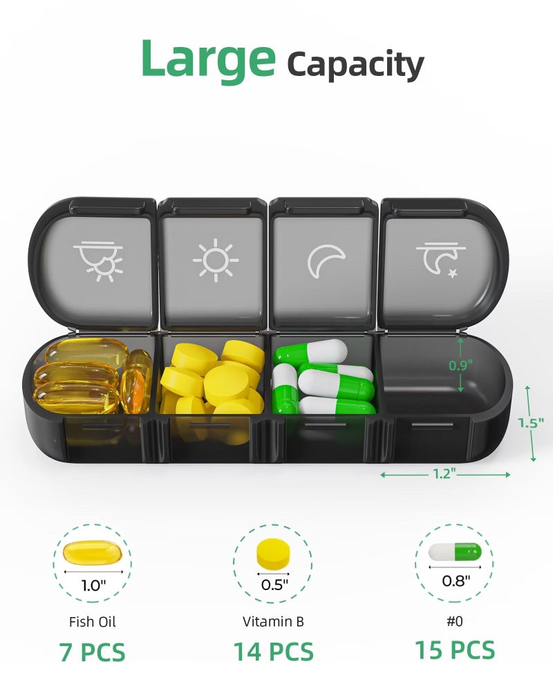 PULIV Weekly Pill Organizer 4 Times a Day with a Business Stylish Bag, Portable Pill Box 7 Day with 28 Compartments for Men, Removable Pill Sorters to Store Vitamin, Medication, Fish Oil, Supplements - Image 3