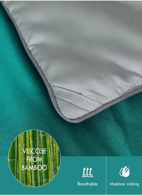 Kaisa Summer Comforter for Hot-Sleepers,Viscose from Bamboo,Queen Size Hypoallergenic Soft Blanket,Cooling Bedding Duvet Insert with Corner Tabs,Green Grey