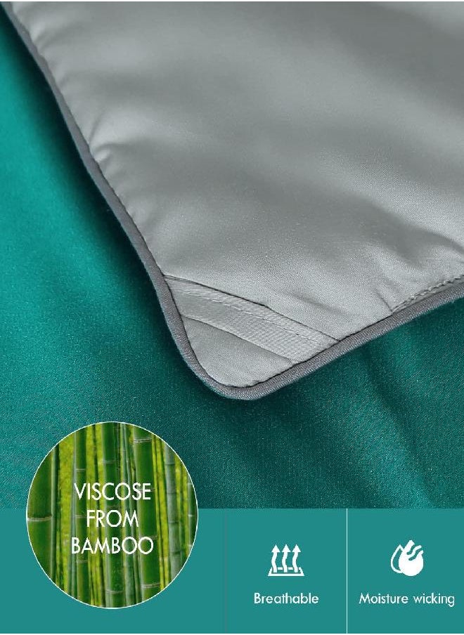 Kaisa Summer Comforter for Hot-Sleepers,Viscose from Bamboo,Queen Size Hypoallergenic Soft Blanket,Cooling Bedding Duvet Insert with Corner Tabs,Green Grey
