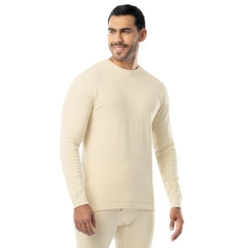 ColdPruf Men's Authentic Dual Layer Long Sleeve Wool Plus Crew Neck Base Layer Top, Oatmeal, Large Tall - Image 5