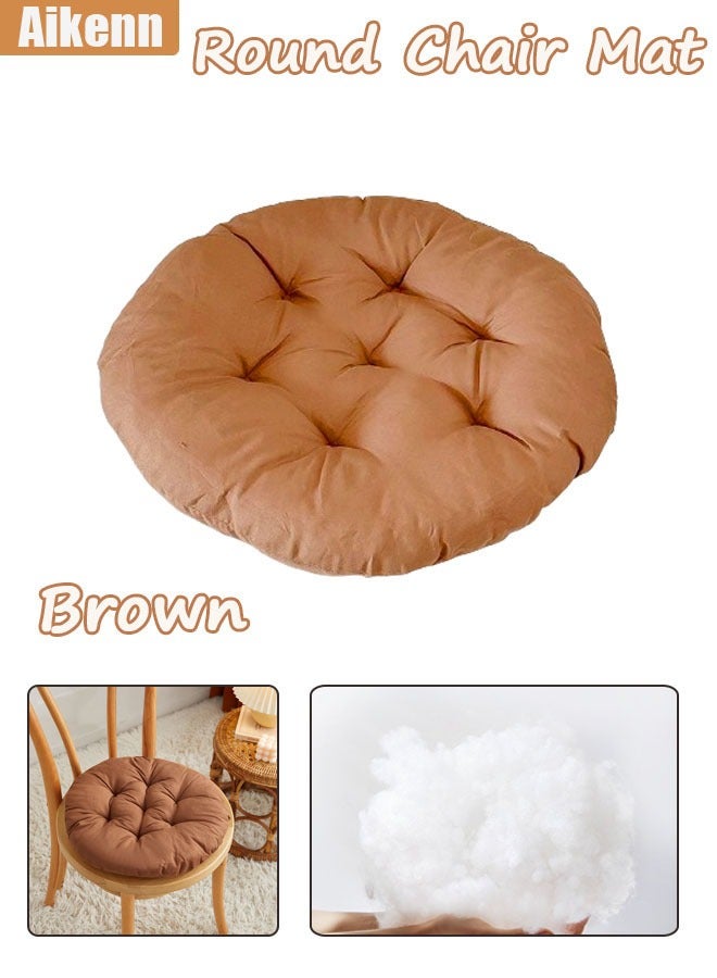Aikenn Chair Pads Round Seat Cushion with Ties Sofa Pillows Meditation Floor Pillow Thicken Tatami Cushion Sofa Chair Pads Car Seat Cushion for Office Living Room Sofa Balcony Yoga(Light Coffee) - Image 1