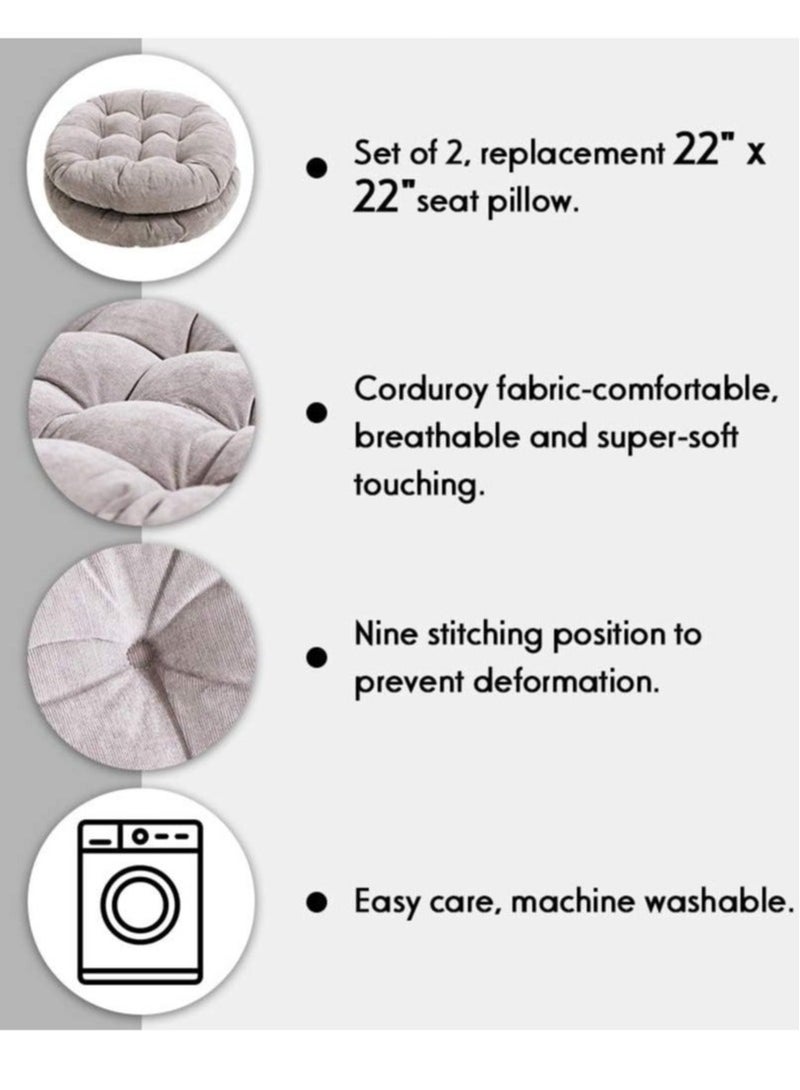 Aikenn Chair Pads Round Seat Cushion with Ties Sofa Pillows Meditation Floor Pillow Thicken Tatami Cushion Sofa Chair Pads Car Seat Cushion for Office Living Room Sofa Balcony Yoga(Light Coffee) - Image 5