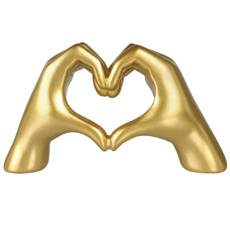 Pozbee Pozbee Heart Hands Sculpture Gold Heart Gesture Statue Home Table Decor Hand Heart Sign Statue Heart Shape Figurine Gold Friendship Bracelet Holder Gold