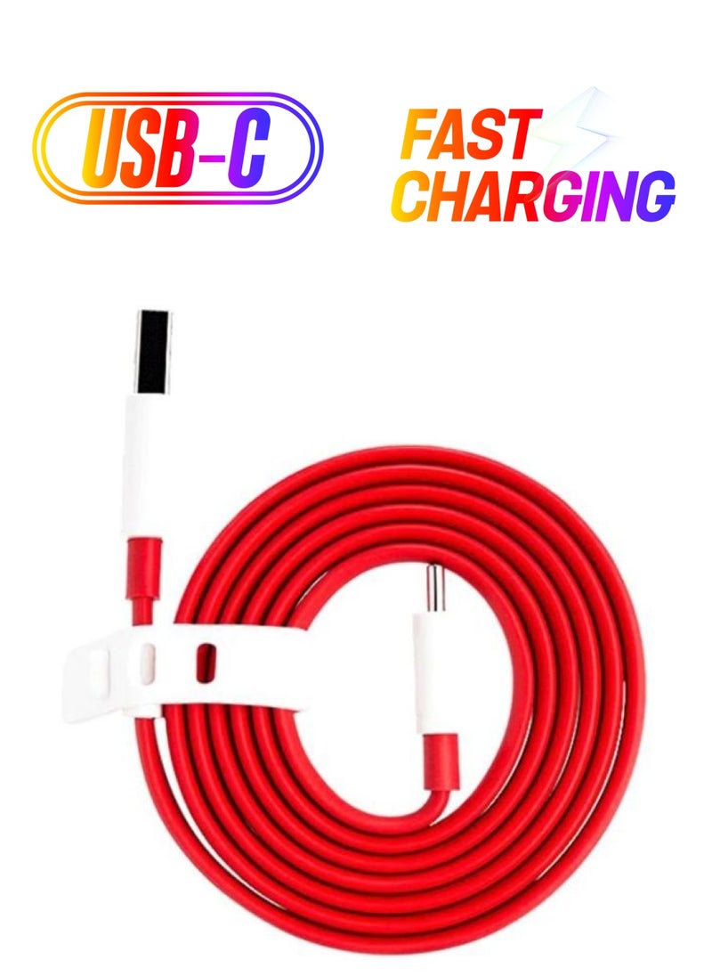 BORTONY USB C Cable 1 Meter Fast Charging and Data Transfer Cable Type C to Type C Red/White  - Image 1