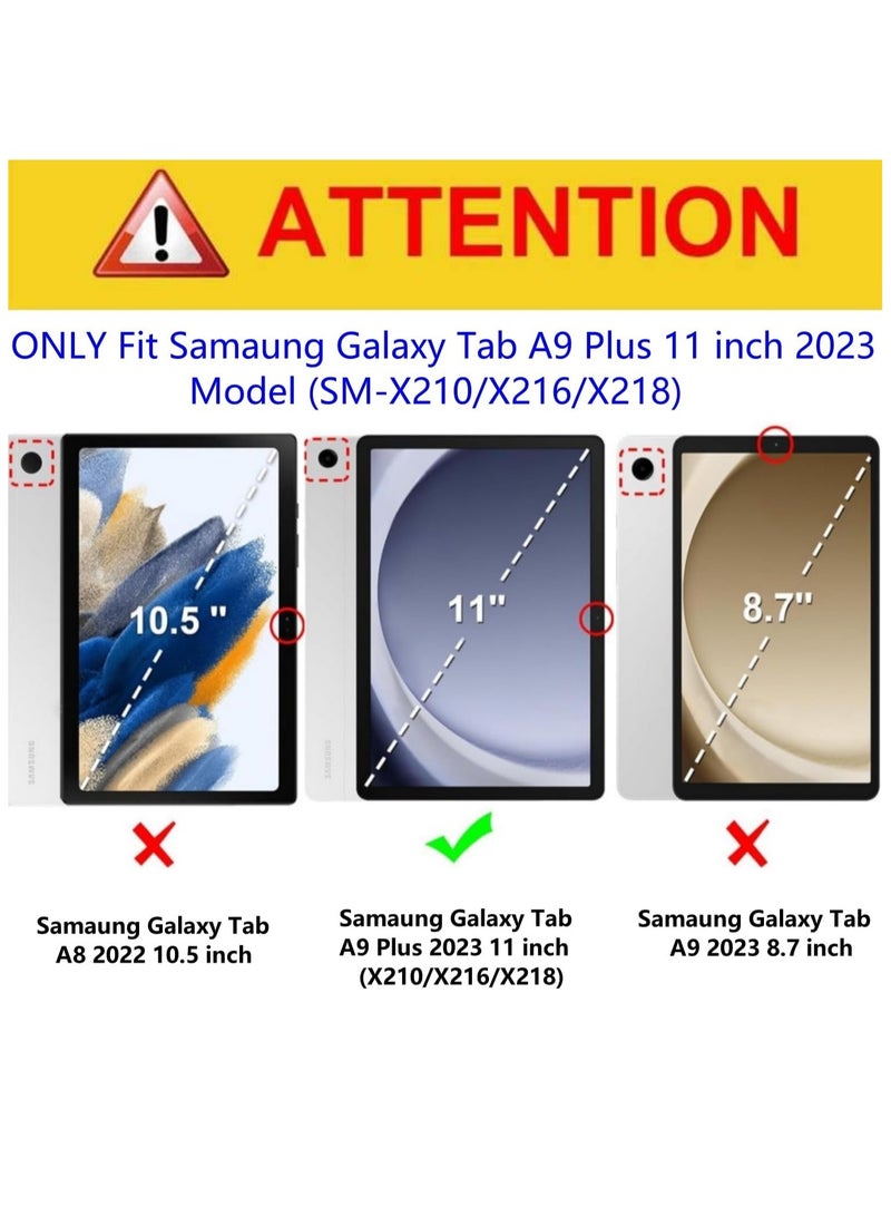 Case Slim Candy Colors Keyboard Case Compatible with Samsung Galaxy Tab A9 Plus 11 Inch 2023 Model (SM-X210/X216/X218) with S Pen Holder, Mutil Angles Stand Cover Detachable Wireless Keyboard (Black) - Image 3