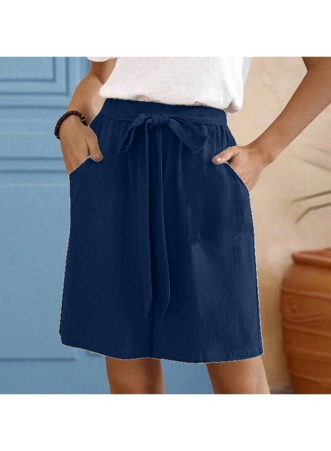 Elastic Waistband Loose Breathable Shorts with Pockets Free Size - Image 1
