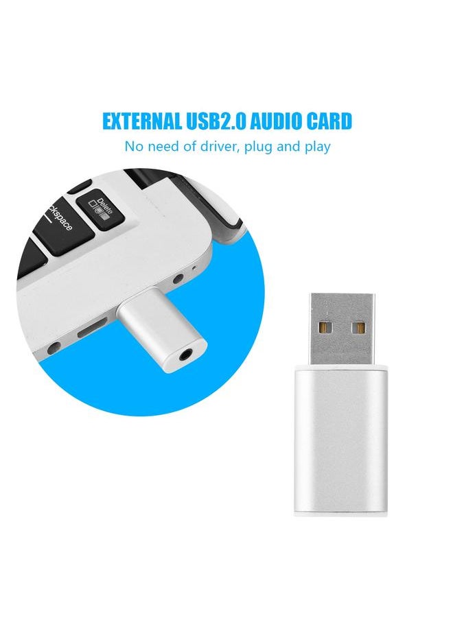 Thoraya External USB 2.0 to 3.5mm Stereo Audio Sound Card Mic Adapter Speaker (Silver)  - Image 5