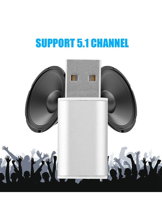 Thoraya External USB 2.0 to 3.5mm Stereo Audio Sound Card Mic Adapter Speaker (Silver)  - Image 4