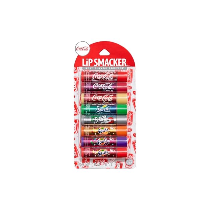 Lip Smacker Coca-Cola Flavored Balm, 8 Count, Flavors Coke, Cherry Vanilla Sprite, Root Beer, Orange Fanta, Grape Strawberry Fanta