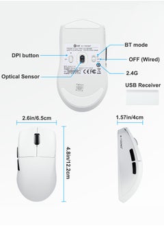 X-44 PRO 3-Mode Wireless Gaming Mouse, Hype-Speed 4K Polling Rate, 49G Ultra-Light 26K DPI Mouse with Ergonomic Natural Grip Build, Redefinable Macro Buttons, Software Supported, White - pzsku/Z9E71059A6B64EBA389CEZ/45/_/1727246768/5e676d60-f87c-4c80-a7a9-3f4704472219