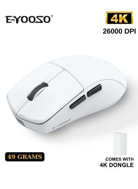 ماوس ألعاب لاسلكي X-44 Pro 4K، 49 جرامًا خفيف الوزن للغاية، بلوتوث 5.1/2.4G/سلكي، 26,000 نقطة في البوصة، 5 أزرار قابلة للبرمجة، بطارية قابلة للشحن لمدة 150 ساعة، دعم برمجيات للكمبيوتر الشخصي، ماك، أبيض