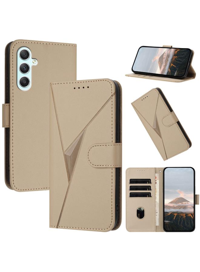 S-TOP Case For Samsung Galaxy A35 5G Triangle Pattern Buckle Clasp Leather Phone Case - Image 1