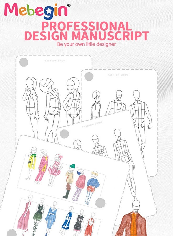 MEBEGIN 5 Pack Fashion Designer Kit for Kids, DIY Handmade Doll Clothes, Fashion Design Studio Toys with 1 Mannequin, Creative Doll Clothes Outfits Hand Made Set, No-Sewing Fashion Design, Ideal Gift for Girls - Image 3