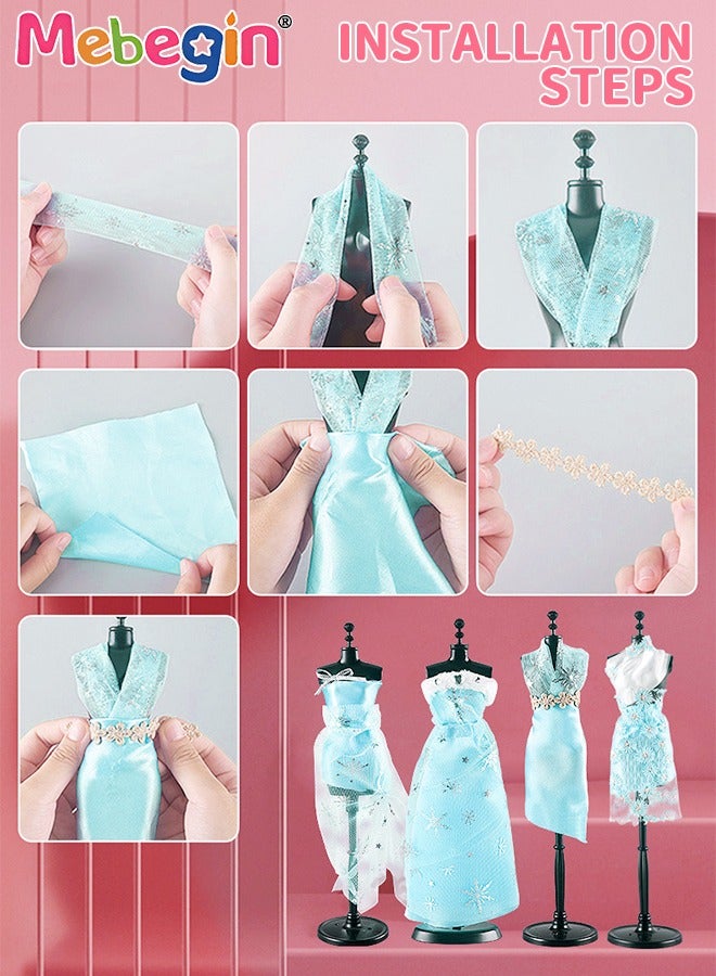 MEBEGIN 5 Pack Fashion Designer Kit for Kids, DIY Handmade Doll Clothes, Fashion Design Studio Toys with 1 Mannequin, Creative Doll Clothes Outfits Hand Made Set, No-Sewing Fashion Design, Ideal Gift for Girls - Image 4