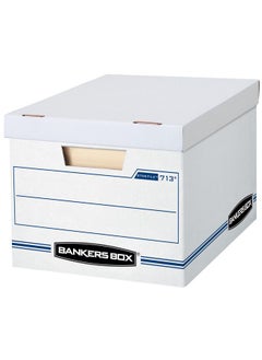 Bankers Box 6 Pack Stor/File Basic Duty File Storage Boxes Standard Assembly Liftoff Lid Letter/Legal White/Blue  - Image 1