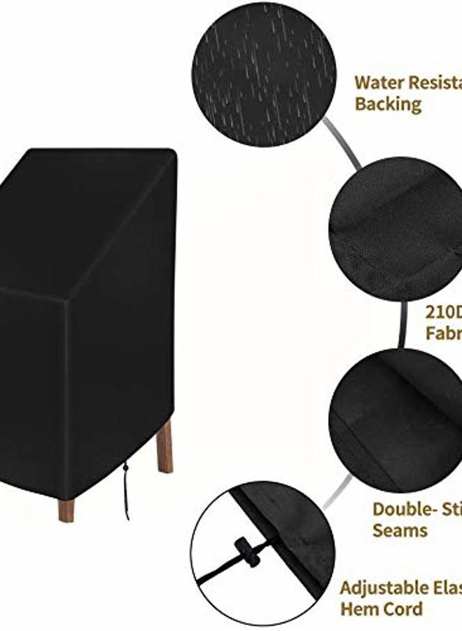 Hersent Patio Chair Covers for Outdoor Furniture Waterproof, Heavy Duty Stackable Chairs Cover with Adjustable Hem Cord for Better Fit, Large Cover for Lounge Deep Seat , Black, All Weather Protection (Black) - Image 3