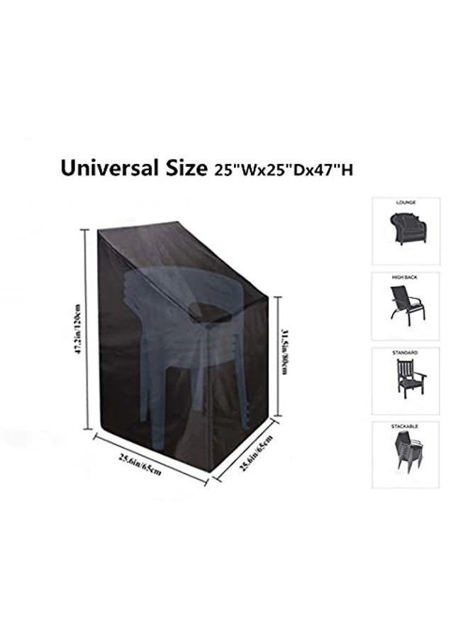 Hersent Patio Chair Covers for Outdoor Furniture Waterproof, Heavy Duty Stackable Chairs Cover with Adjustable Hem Cord for Better Fit, Large Cover for Lounge Deep Seat , Black, All Weather Protection (Black) - Image 2