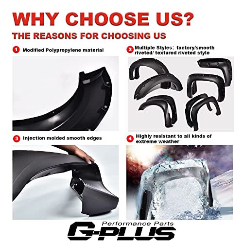 GPLUS G-PLUS Fender Flares Textured Pocket Riveted Compatible with Chevy Silverado 1500 2007-2013 Wheel Flares, Only Fit 5.8' Short Bed Crew Cab (Excludes 07 Classic Models), Not Fit GMC Sierra - Image 3