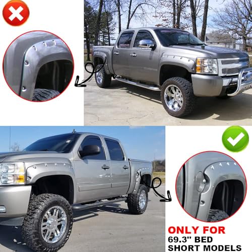 GPLUS G-PLUS Fender Flares Textured Pocket Riveted Compatible with Chevy Silverado 1500 2007-2013 Wheel Flares, Only Fit 5.8' Short Bed Crew Cab (Excludes 07 Classic Models), Not Fit GMC Sierra - Image 4